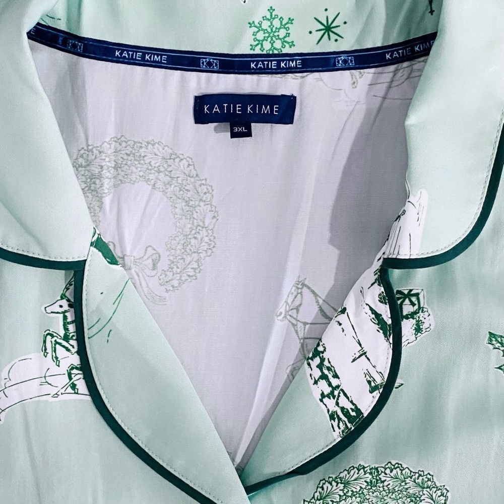 Katie Kime New Holiday Toile Pajama Set Plus Size 3XL Fit Like 2X NWOT - Picture 9 of 15